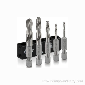 1/4 Hex Shank HSS Stubby Drill Bit Set